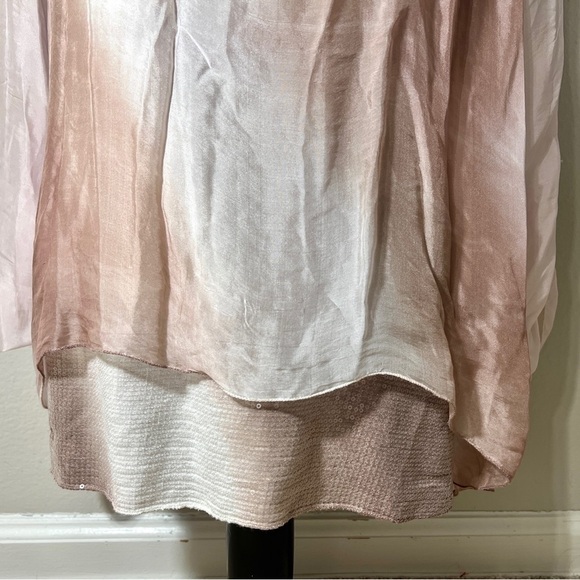 Womens Silk Blouse size S Boho Romantic Feminine Sequins Ethereal Fairy shirt - Picture 9 of 11